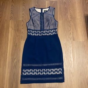 Adrianna Papell Navy Lace Work Dress